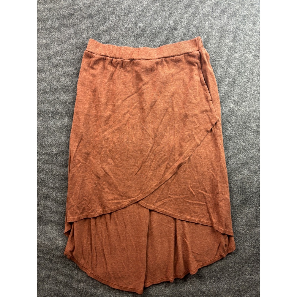 Prana High Low Wrap Skirt Womens Size Medium Rust Hemp Tencel Blend Tulip Hem